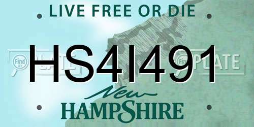 HS4I491 New Hampshire License Plate