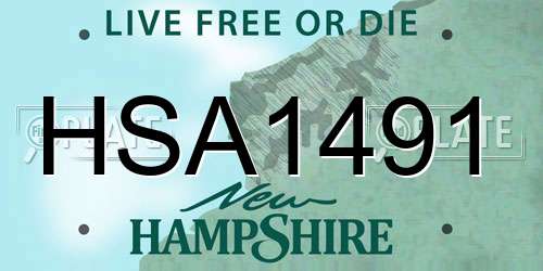 HSA1491 New Hampshire License Plate