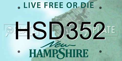 HSD352 New Hampshire License Plate