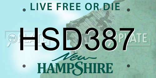 HSD387 New Hampshire License Plate