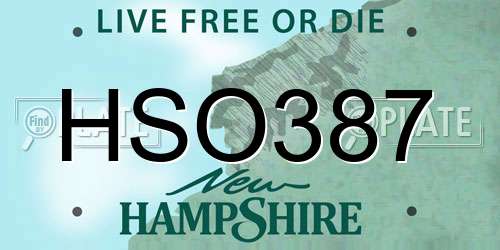 HSO387 New Hampshire License Plate