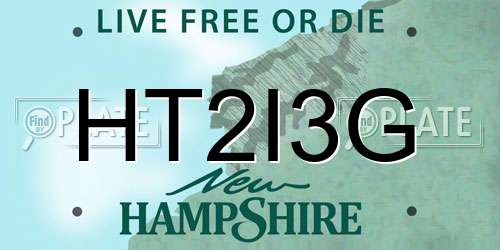 HT2I3G New Hampshire License Plate