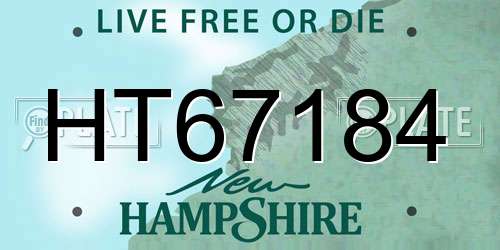 HT67184 New Hampshire License Plate
