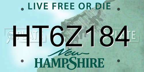 HT6Z184 New Hampshire License Plate