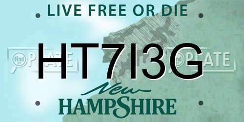 HT7I3G New Hampshire License Plate