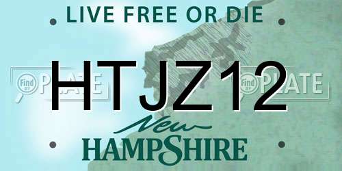 HTJZ12 New Hampshire License Plate
