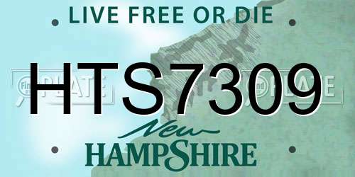 HTS7309 New Hampshire License Plate