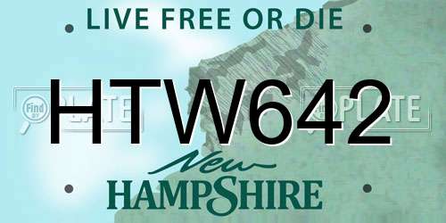 HTW642 New Hampshire License Plate