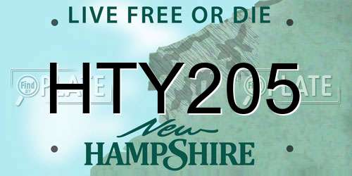HTY205 New Hampshire License Plate