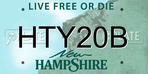 HTY20B New Hampshire License Plate