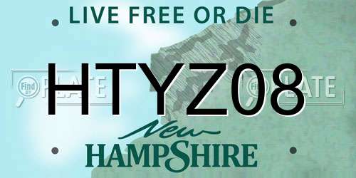 HTYZ08 New Hampshire License Plate