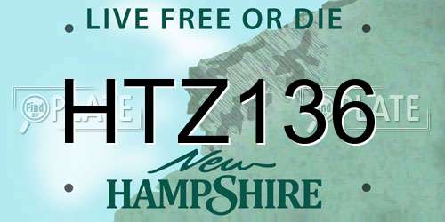 HTZ136 New Hampshire License Plate