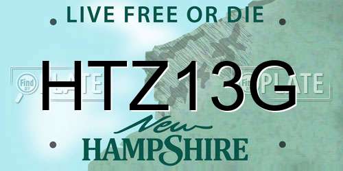 HTZ13G New Hampshire License Plate