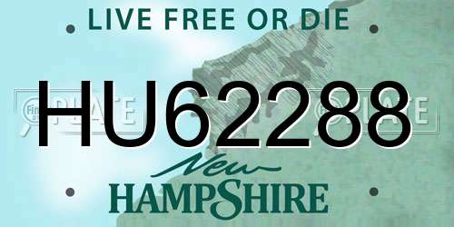HU62288 New Hampshire License Plate