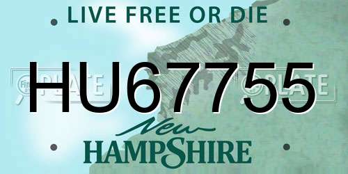 HU67755 New Hampshire License Plate