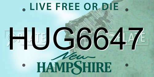 HUG6647 New Hampshire License Plate