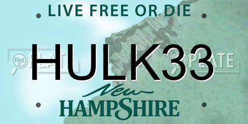 HULK33 New Hampshire License Plate