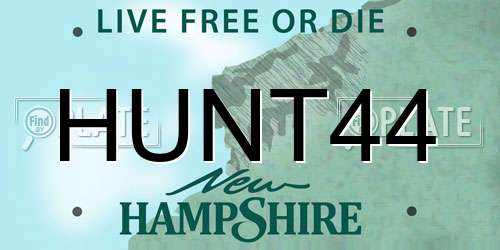 HUNT44 New Hampshire License Plate