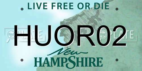 HUOR02 New Hampshire License Plate