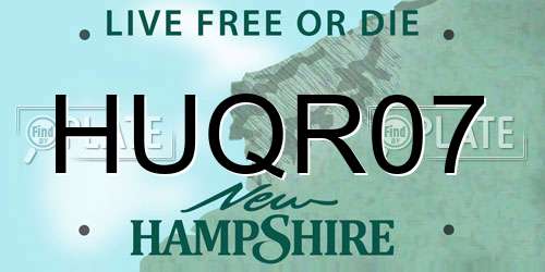 HUQR07 New Hampshire License Plate
