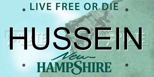 HUSSEIN New Hampshire License Plate