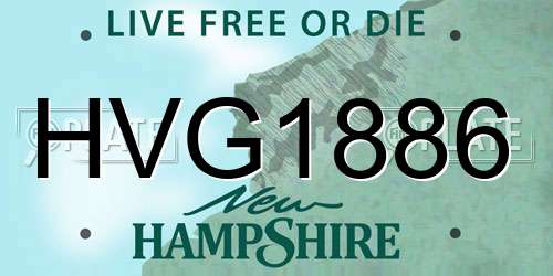 HVG1886 New Hampshire License Plate