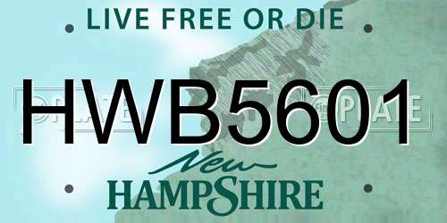 HWB5601 New Hampshire License Plate