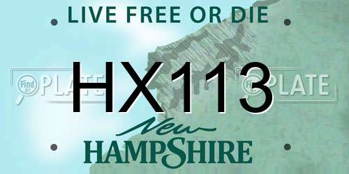HX113 New Hampshire License Plate