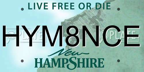 HYM8NCE New Hampshire License Plate