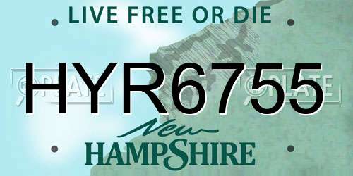 HYR6755 New Hampshire License Plate