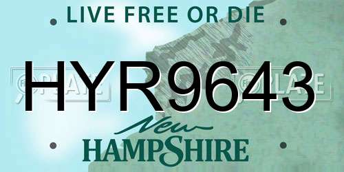 HYR9643 New Hampshire License Plate