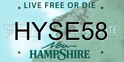 HYSE58 New Hampshire License Plate