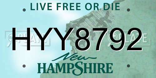 HYY8792 New Hampshire License Plate
