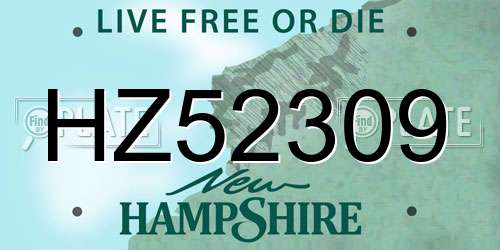 HZ52309 New Hampshire License Plate