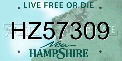 HZ57309 New Hampshire License Plate