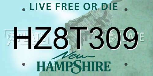 HZ8T309 New Hampshire License Plate