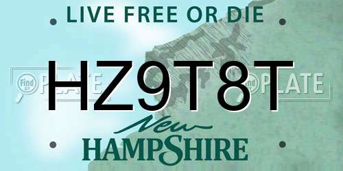 HZ9T8T New Hampshire License Plate