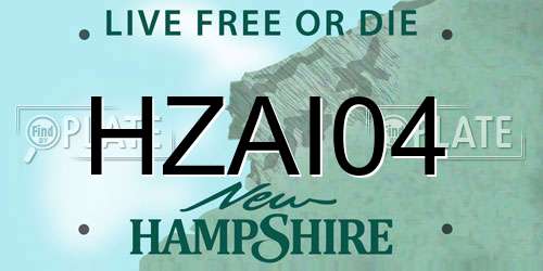 HZAI04 New Hampshire License Plate