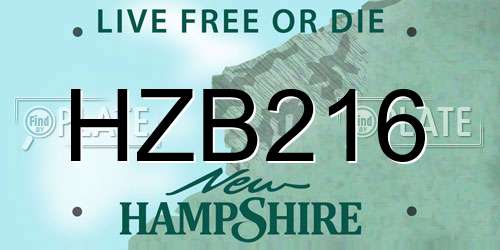 HZB216 New Hampshire License Plate