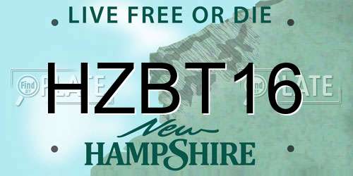 HZBT16 New Hampshire License Plate