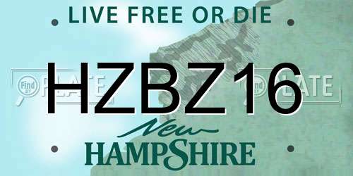 HZBZ16 New Hampshire License Plate