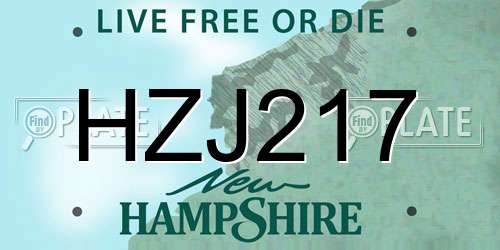 HZJ217 New Hampshire License Plate
