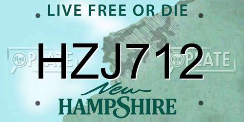 HZJ712 New Hampshire License Plate