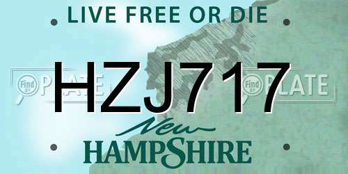 HZJ717 New Hampshire License Plate