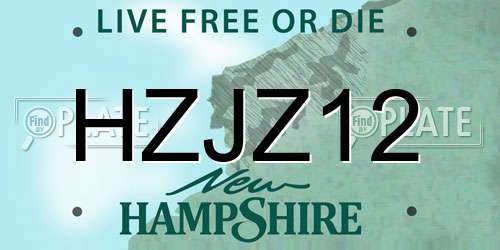 HZJZ12 New Hampshire License Plate
