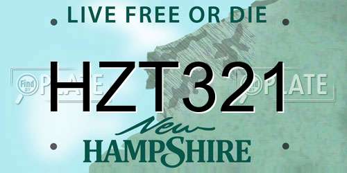 HZT321 New Hampshire License Plate