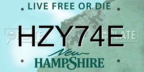 HZY74E New Hampshire License Plate