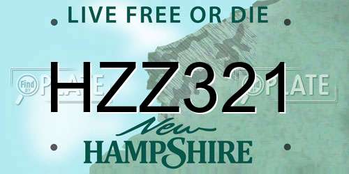HZZ321 New Hampshire License Plate