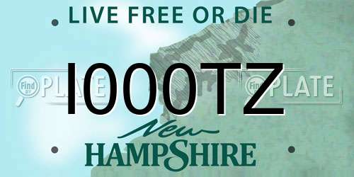 I000TZ New Hampshire License Plate