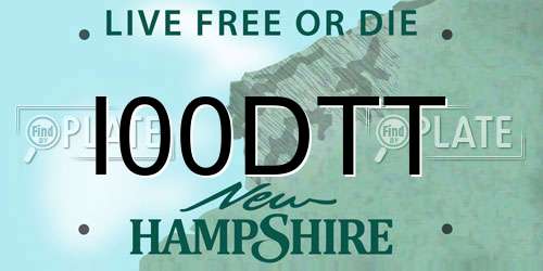 I00DTT New Hampshire License Plate